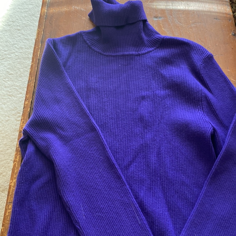 Chico’s size 0 purple ribbed turtleneck. Stretchy and comfy. EUC.